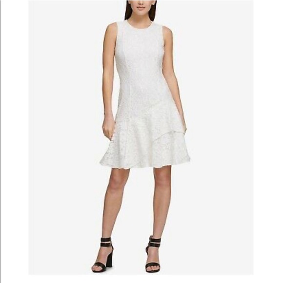 dkny white lace dress